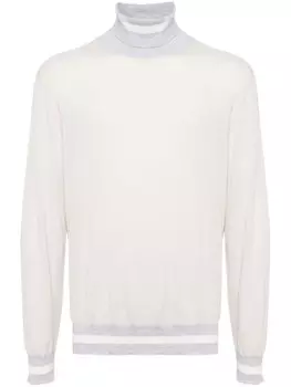 Eleventy шерстяной свитер с высоким воротом, нейтральный цвет