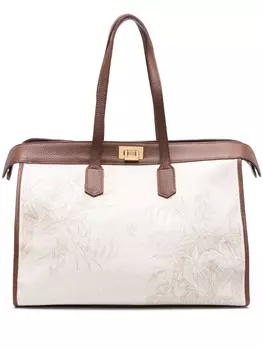 Eleventy сумка-тоут с цветочным принтом, нейтральный