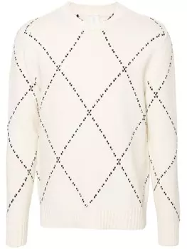 Eleventy свитер с узором, нейтральный цвет