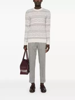 Eleventy свитер вязки интарсия с узором фэр-айл, нейтральный цвет