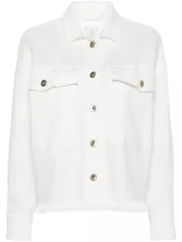 Eleventy твиловая рубашка с бахромой, белый