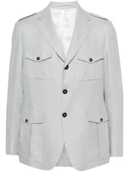 Eleventy твиловый пиджак из льна, синий