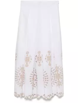 Eleventy юбка миди с вышивкой, белый