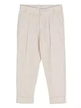 Eleventy зауженные брюки с узором в елочку, нейтральный цвет