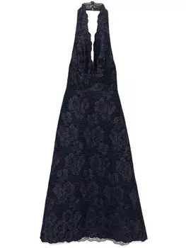 Elie Saab джинсовое платье с вышивкой, синий