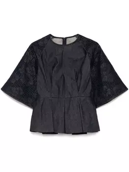 Elie Saab джинсовый топ с вышивкой, синий