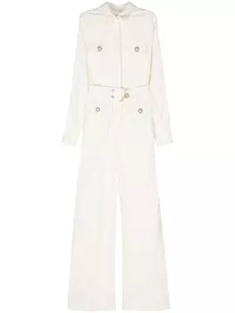 Elie Saab габардиновый комбинезон широкого кроя, белый