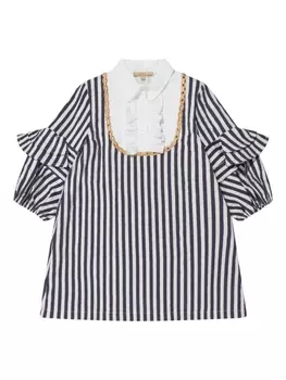 Elie Saab Junior полосатое платье с оборками, синий