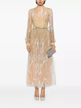 Elie Saab платье миди Arboreal, золотистый