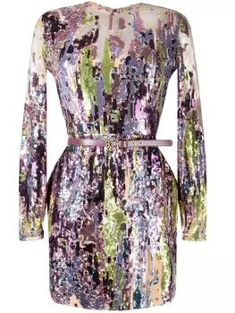 Elie Saab платье мини с пайетками, разноцветный