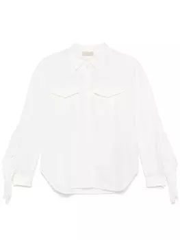 Elie Saab рубашка с бахромой, белый