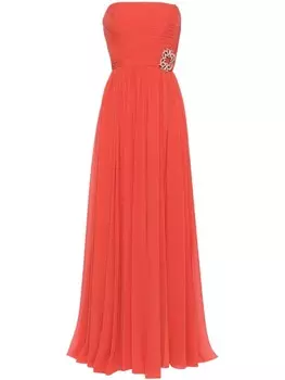 Elie Saab шелковое платье с кристаллами, красный