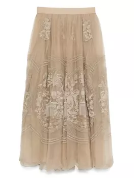 Elie Saab юбка миди с вышивкой, нейтральный