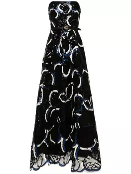 Elie Saab вечернее платье без бретелей с вышивкой, черный