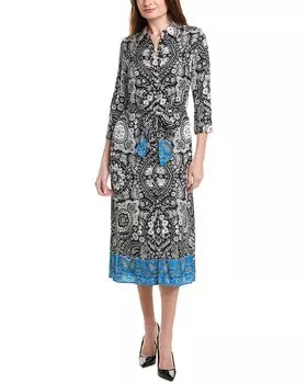 Elie Tahari Платье-рубашка миди из смесового шелка Kataleya, черный