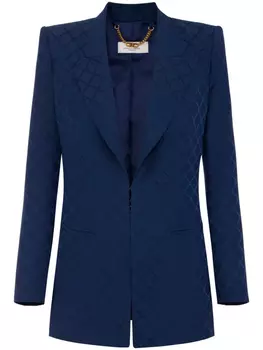 Elisabetta Franchi атласный блейзер с жаккардовым узором, синий