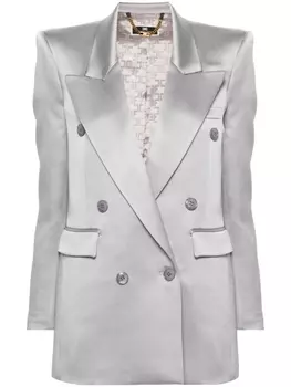 Elisabetta Franchi атласный двубортный пиджак, серый