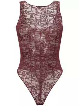 Elisabetta Franchi боди из тюля с логотипом, фиолетовый