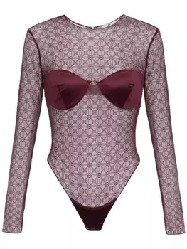 Elisabetta Franchi боди из жаккардового тюля, красный