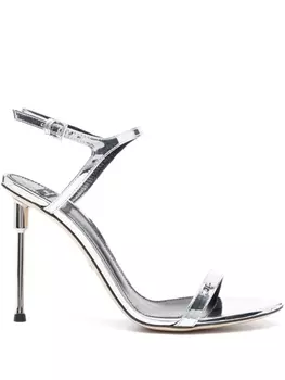 Elisabetta Franchi босоножки с эффектом металлик, серебристый
