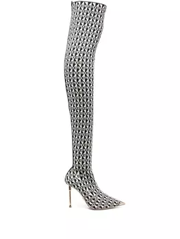 Elisabetta Franchi ботфорты с заостренным носком и монограммой, белый