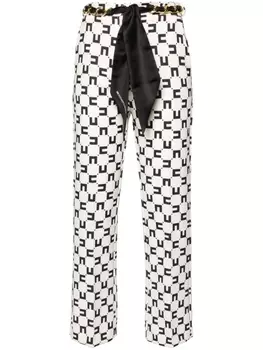 Elisabetta Franchi брюки bootcut с монограммой, нейтральный цвет
