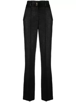 Elisabetta Franchi crepe-texture high-waist trousers, черный