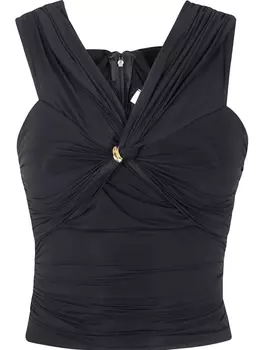 Elisabetta Franchi декорированный топ из органзы, черный