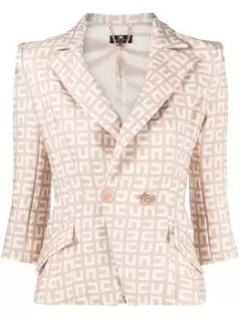 Elisabetta Franchi double-breasted logo-print blazer, розовый