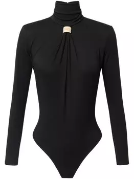 Elisabetta Franchi драпированный боди с логотипом, черный