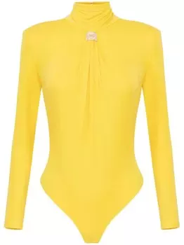 Elisabetta Franchi драпированный боди с логотипом, желтый