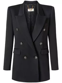 Elisabetta Franchi двубортный атласный пиджак, черный