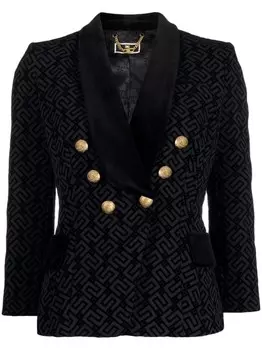 Elisabetta Franchi двубортный блейзер с логотипом, черный