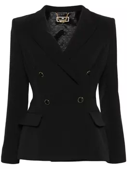 Elisabetta Franchi двубортный креповый блейзер, черный