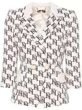 Elisabetta Franchi двубортный креповый пиджак, нейтральный цвет