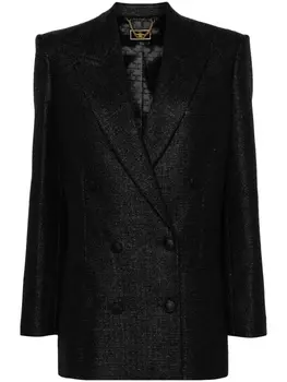 Elisabetta Franchi двубортный твидовый пиджак, черный
