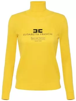 Elisabetta Franchi джемпер с логотипом и высоким воротом, желтый