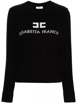 Elisabetta Franchi джемпер вязки интарсия с логотипом, черный
