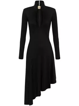 Elisabetta Franchi джерси-платье миди с драгоценными украшениями, черный