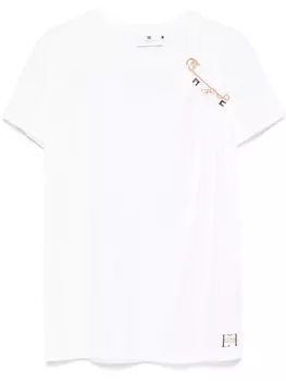 Elisabetta Franchi футболка из джерси с брошью, белый