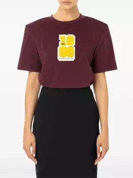 Elisabetta Franchi футболка из хлопка с вышитым логотипом, красный