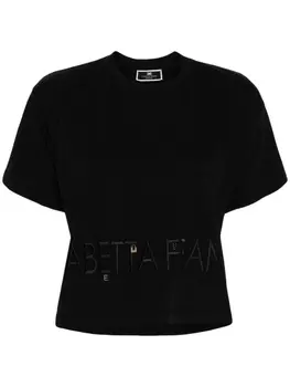 Elisabetta Franchi футболка с вышитым логотипом, черный