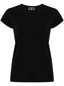 Elisabetta Franchi футболка с вышитым логотипом, черный
