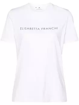 Elisabetta Franchi футболка со стразами, белый