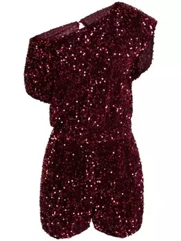 Elisabetta Franchi комбинезон из синели, украшенный пайетками, красный