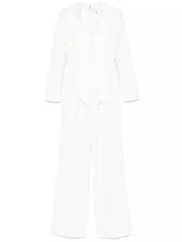 Elisabetta Franchi комбинезон с атласными лацканами, белый