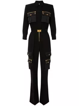 Elisabetta Franchi комбинезон с поясом и широкими брюками, черный