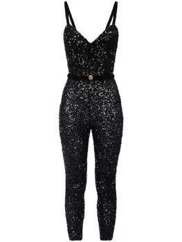 Elisabetta Franchi комбинезон, украшенный пайетками, черный