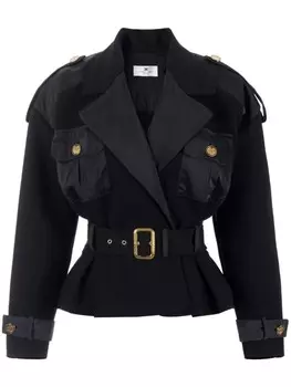 Elisabetta Franchi короткий тренчкот с логотипом, черный