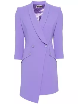 Elisabetta Franchi короткое креповое платье асимметричного кроя, фиолетовый